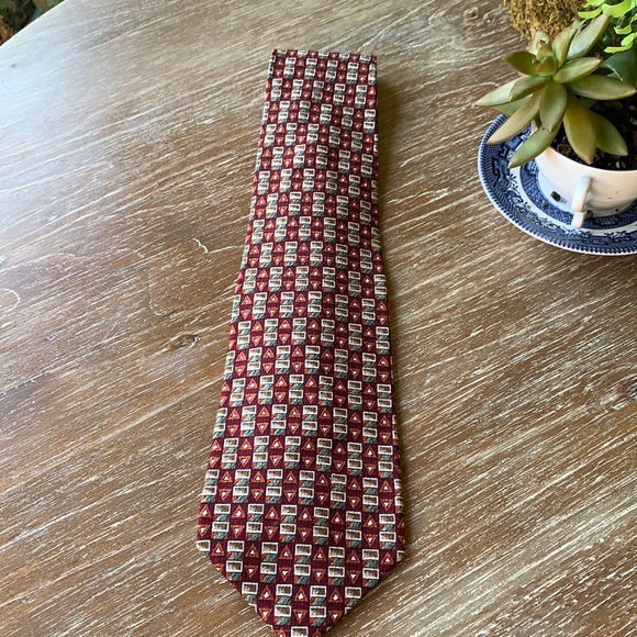 Aquascutum Stripe Pattern Tie, Made in Italy silk red type Vintage Second Hand